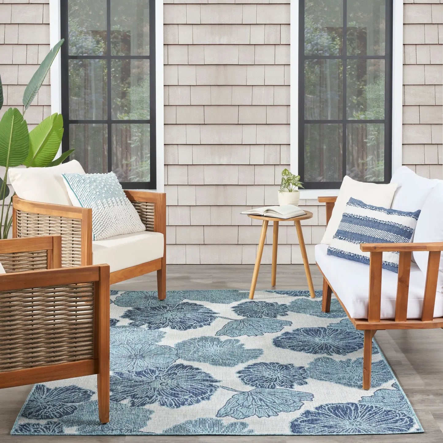 Nourison Garden Oasis Floral Flatweave Indoor Outdoor Rug