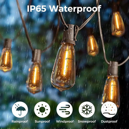 LED Outdoor String Light, 100Ft Waterproof String Lights, Dimmable Outdoor Decorative Light (Dimmer Is Not Included), Suitable for Garden, Yard, Patio, Balcony, LED Lights, Led Bulbs