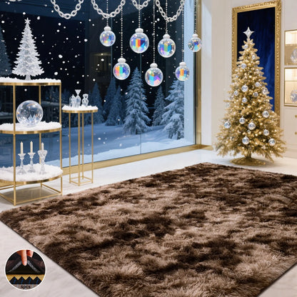 PLUMLIK Blue Grey Area Rugs for Living Room Bedroom, Upgrade Non Slip Fluffy Soft Shag Carpet, Kid and Pet Friendly, Rugs with 4 Stickers, Indoor Floor Shaggy Plush Rug Silky, Esthetic Decor, Gift for Mother'S Day, Easter, Dry Clean Only