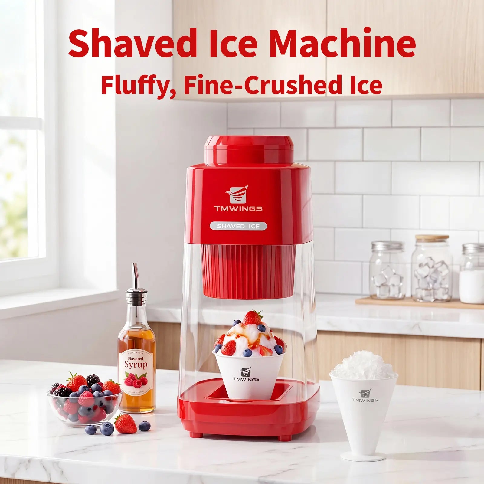 TMWINGS Electric Ice Shaver and Crusher - Portable Snow Cone and Slushy Maker with Stainless Steel Blades, One-Touch Operation, Easy to Clean for Summer Beverages and Entertaining