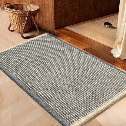 IM HOME Waffle Bath Mat Rugs 1/2/3 Piece, Boho Woven Modern Carpet, Absorbent Non Slip Bathroom Rugs, Soft Washable Bath Rugs with Tassels for Bathroom, Bedroom, Kitchen, Shower, Tub