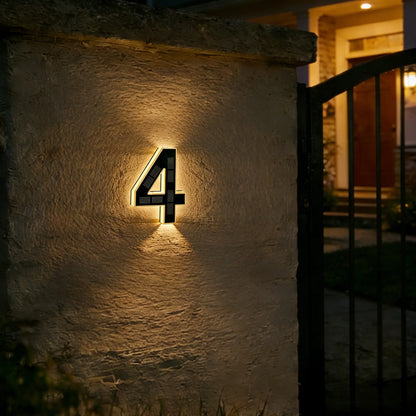 ISUNMEA 9 Inch Solar Lighted House Numbers for Outside, Light up Waterproof LED Address Numbers Signs for Houses, Large Personalized Illuminated Exterior Modern House Numbers Light