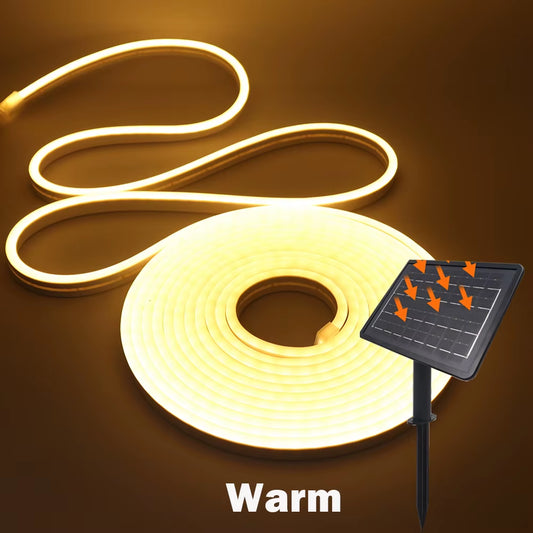 DC24V Solar LED Neon Strip Light Waterproof Warm White Blue Red Pink 6X12Mm 2835 120Leds/M Flexible Neon Rope Light Garden Decor