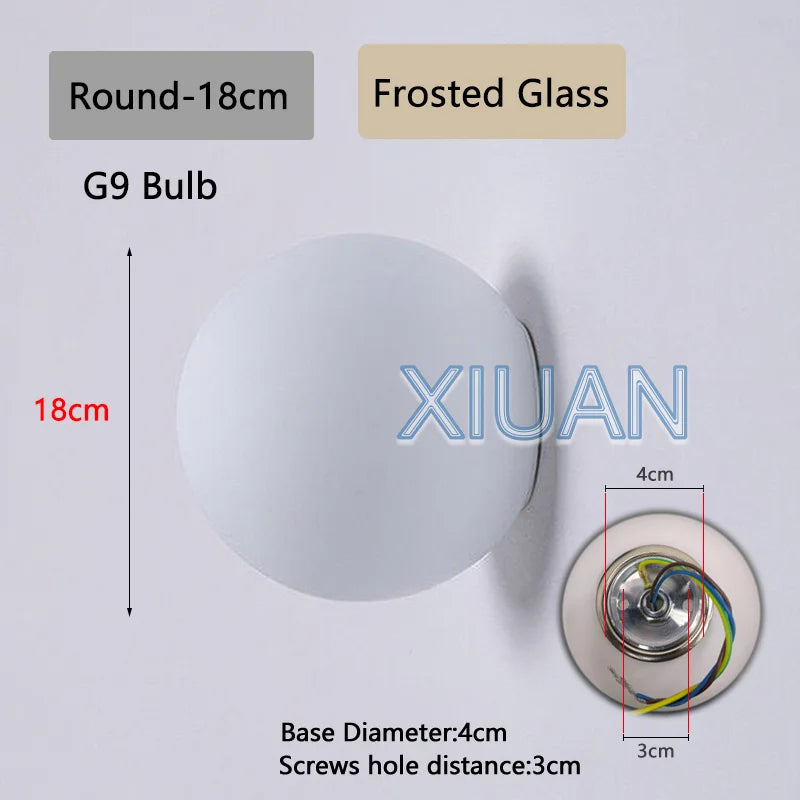 New Concealed Base Glass Wall Lamps French Bauhaus Milky White round Ball Wall Light for Bedside Living Room Bathroom Mirror Dec