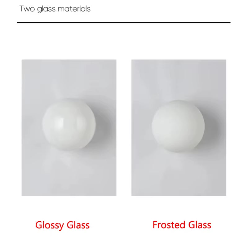 New Concealed Base Glass Wall Lamps French Bauhaus Milky White round Ball Wall Light for Bedside Living Room Bathroom Mirror Dec
