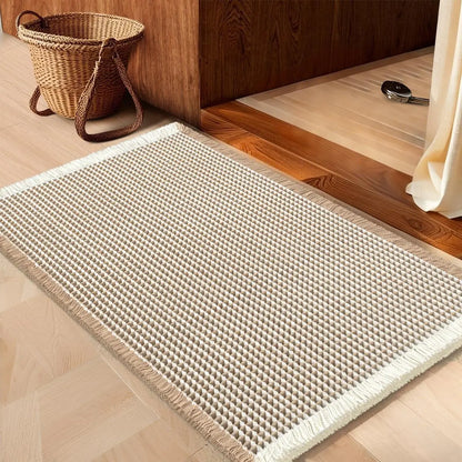 IM HOME Waffle Bath Mat Rugs 1/2/3 Piece, Boho Woven Modern Carpet, Absorbent Non Slip Bathroom Rugs, Soft Washable Bath Rugs with Tassels for Bathroom, Bedroom, Kitchen, Shower, Tub
