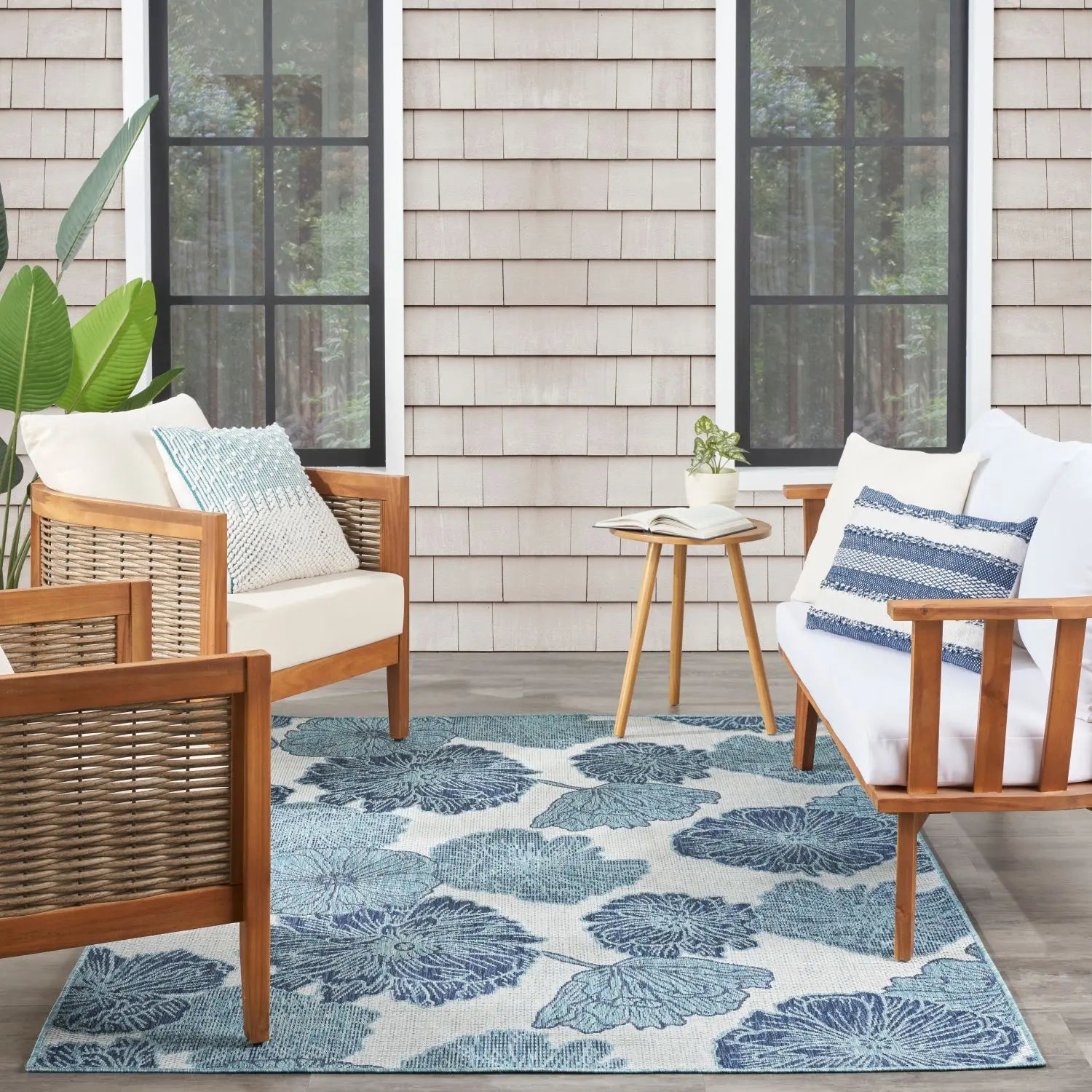 Nourison Garden Oasis Floral Flatweave Indoor Outdoor Rug