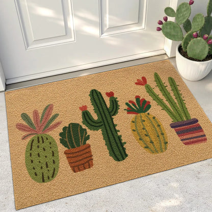 DEXI Front Door Mat outside Entrance Coir, 2X3 Heavy Duty Entry Tropical Plant Doormat, Non Slip Exterior Entryway Floor Dirt Trapper for Porch Patio, Green Monstera Leaves