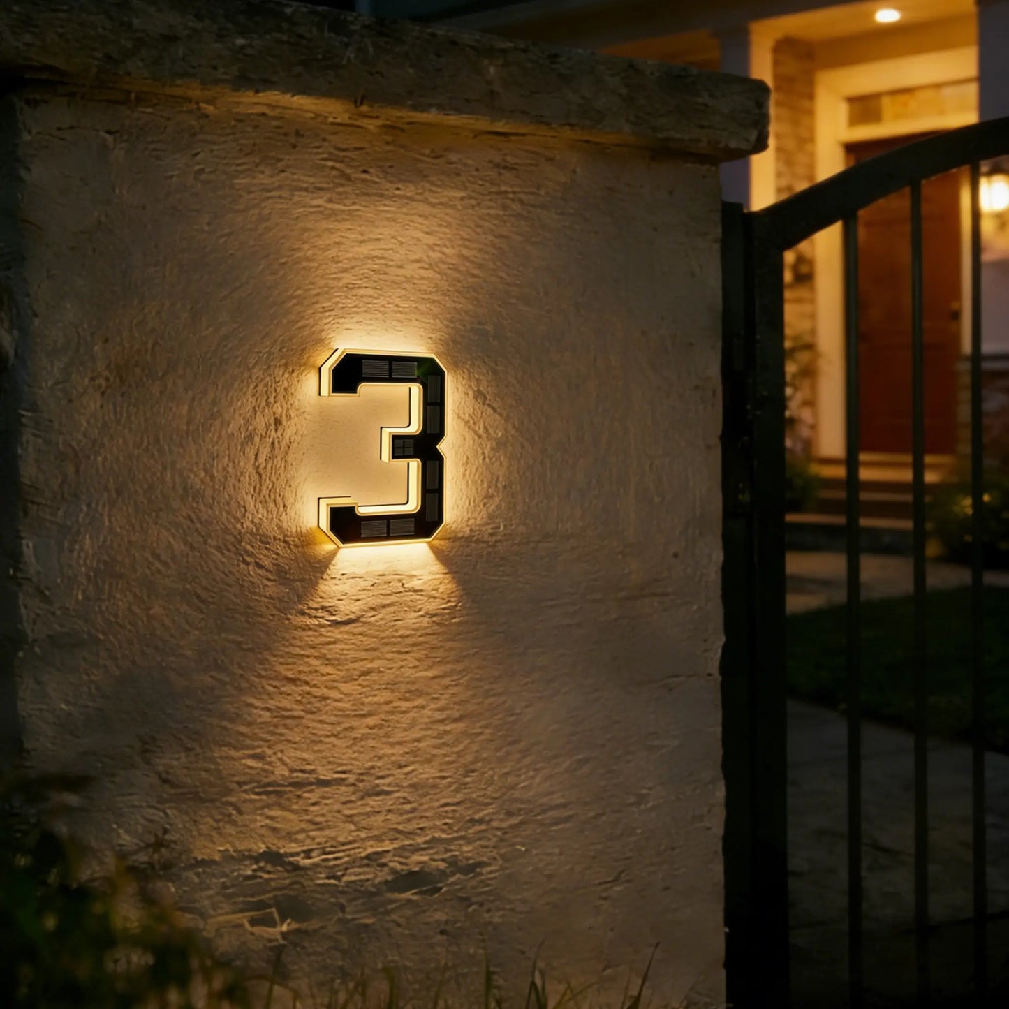 ISUNMEA 9 Inch Solar Lighted House Numbers for Outside, Light up Waterproof LED Address Numbers Signs for Houses, Large Personalized Illuminated Exterior Modern House Numbers Light