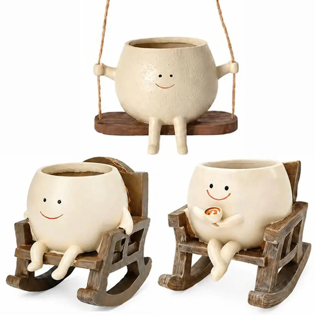 【Summer Wins】Cartoon Chair Design Resin Vases (1Pc/2Pcs/3Pcs) with Drain Hole, Whimsical Gifts, Funky Home Decor, Room Decor, Home Accessory, Desk Accessory for Office Desk #Summervibes