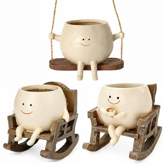 【Summer Wins】Cartoon Chair Design Resin Vases (1Pc/2Pcs/3Pcs) with Drain Hole, Whimsical Gifts, Funky Home Decor, Room Decor, Home Accessory, Desk Accessory for Office Desk #Summervibes