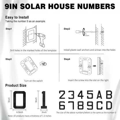 ISUNMEA 9 Inch Solar Lighted House Numbers for Outside, Light up Waterproof LED Address Numbers Signs for Houses, Large Personalized Illuminated Exterior Modern House Numbers Light