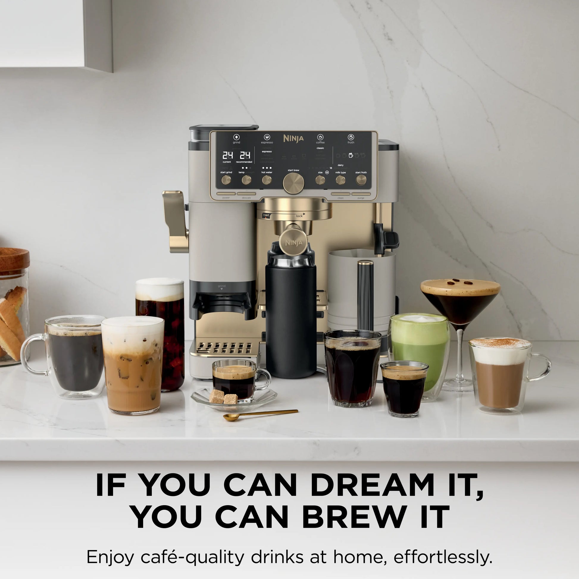 Ninja Luxe Café Pro Limited Edition Espresso Machine in Stone and Gold - Model ES701