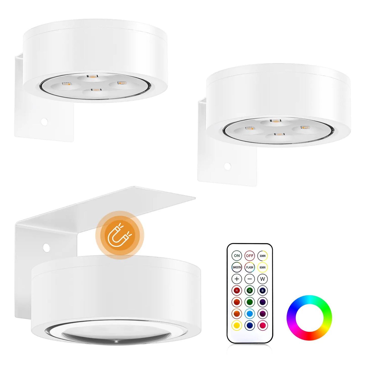 CADRIM Picture Light Wall Light 3 Pack Rechargeable with Remote 12 RGB Colors Dimmable Timer Magnetic Wireless Art Display Lighting for Painting Photo Frame Poster (Renter Friendly)