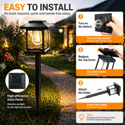 Elegant Solar Pathway Lights – Modern Luxury Design, Easy Installation, Auto On/Off, IP65 Waterproof, Perfect for Garden, Yard, Driveway & Backyard, Decorative Outdoor Solar Floor Lamps