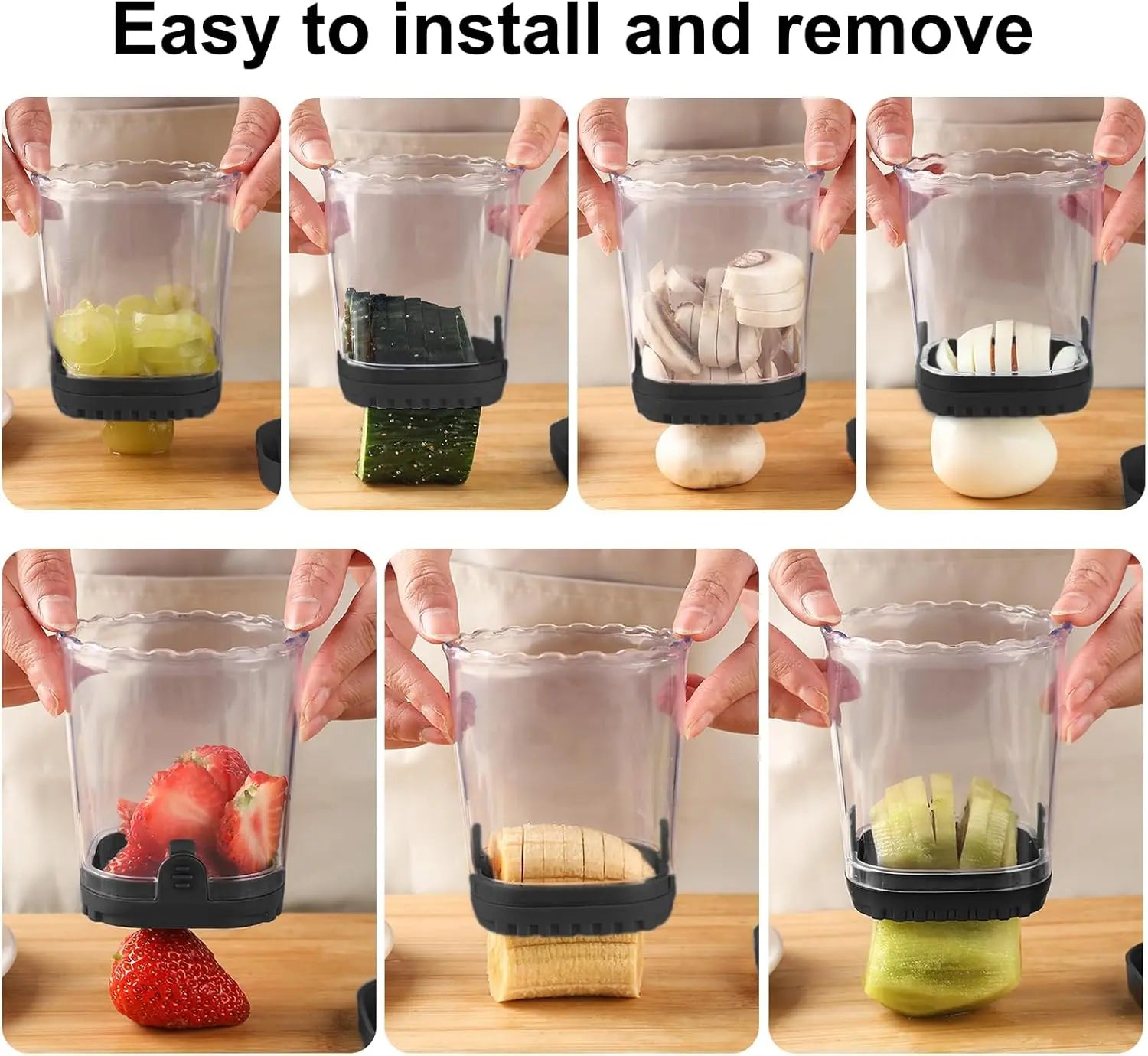 Professional Strawberry and Fruit Slicer with Pusher Plate, Detachable Design, Easy to Clean, Efficient Kitchen Tool, Black