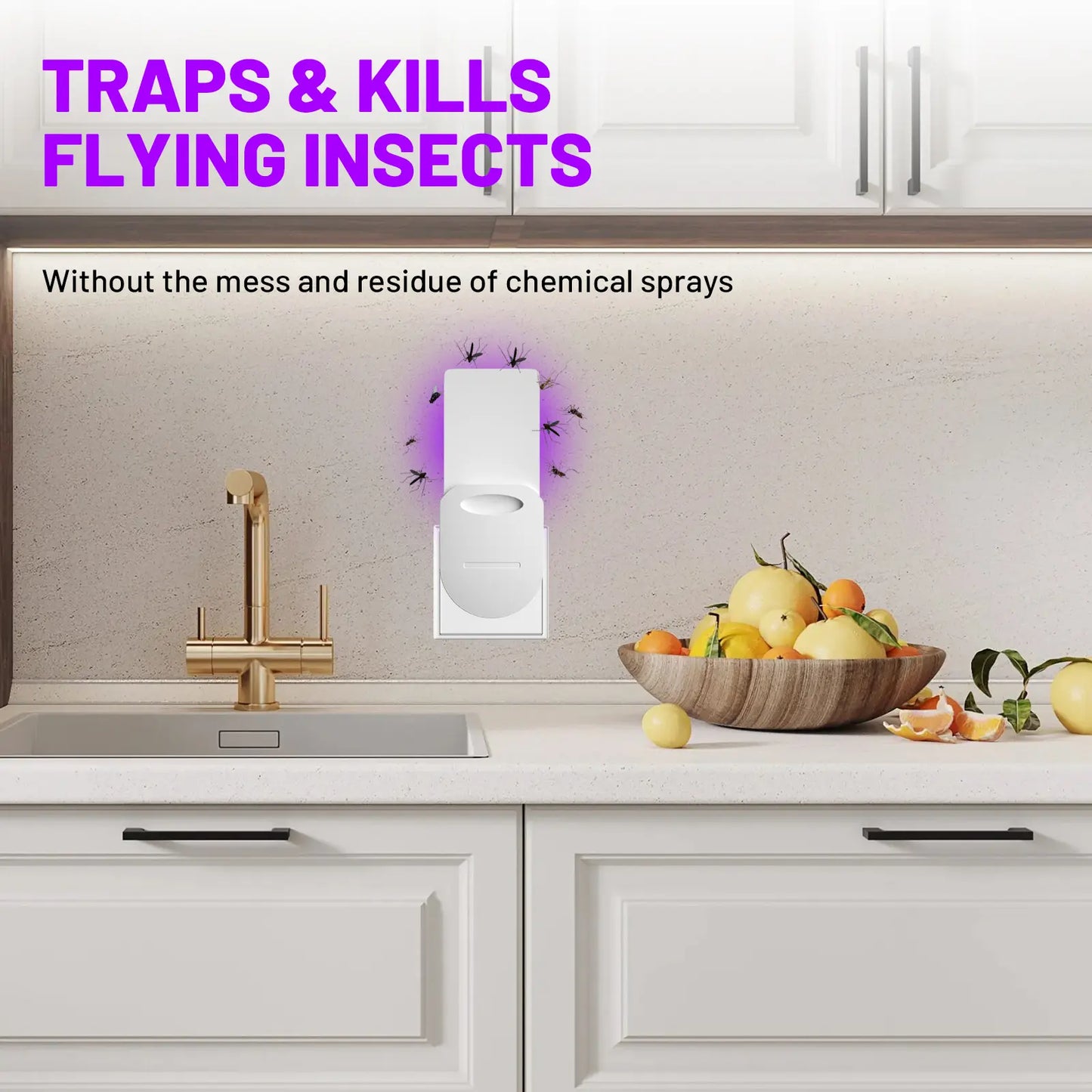 (1 Device + 5 Refills) PIMAG Fruit Fly Traps for Indoors, Flying Insert Trap and Gnat Traps for House Indoor, Plug in Light Flying Insect Trap, Gnat Killer Bug Zapper Indoor