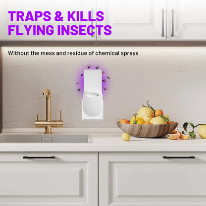 (1 Device + 5 Refills) PIMAG Fruit Fly Traps for Indoors, Flying Insert Trap and Gnat Traps for House Indoor, Plug in Light Flying Insect Trap, Gnat Killer Bug Zapper Indoor