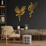 2pcs Acrylic Crane Wall Art Set - Unique Bird Decor for Living Room & Outdoor Spaces, Large Bird Sculpture