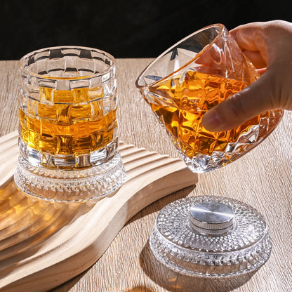 Luxury 360° Spinning Crystal Whiskey Glass – Elegant Stress Relief Barware Gift for Whiskey and Wine Enthusiasts
