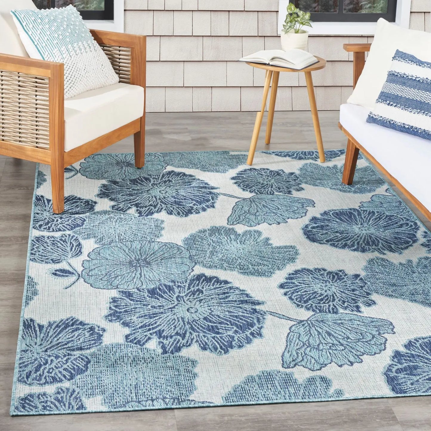Nourison Garden Oasis Floral Flatweave Indoor Outdoor Rug