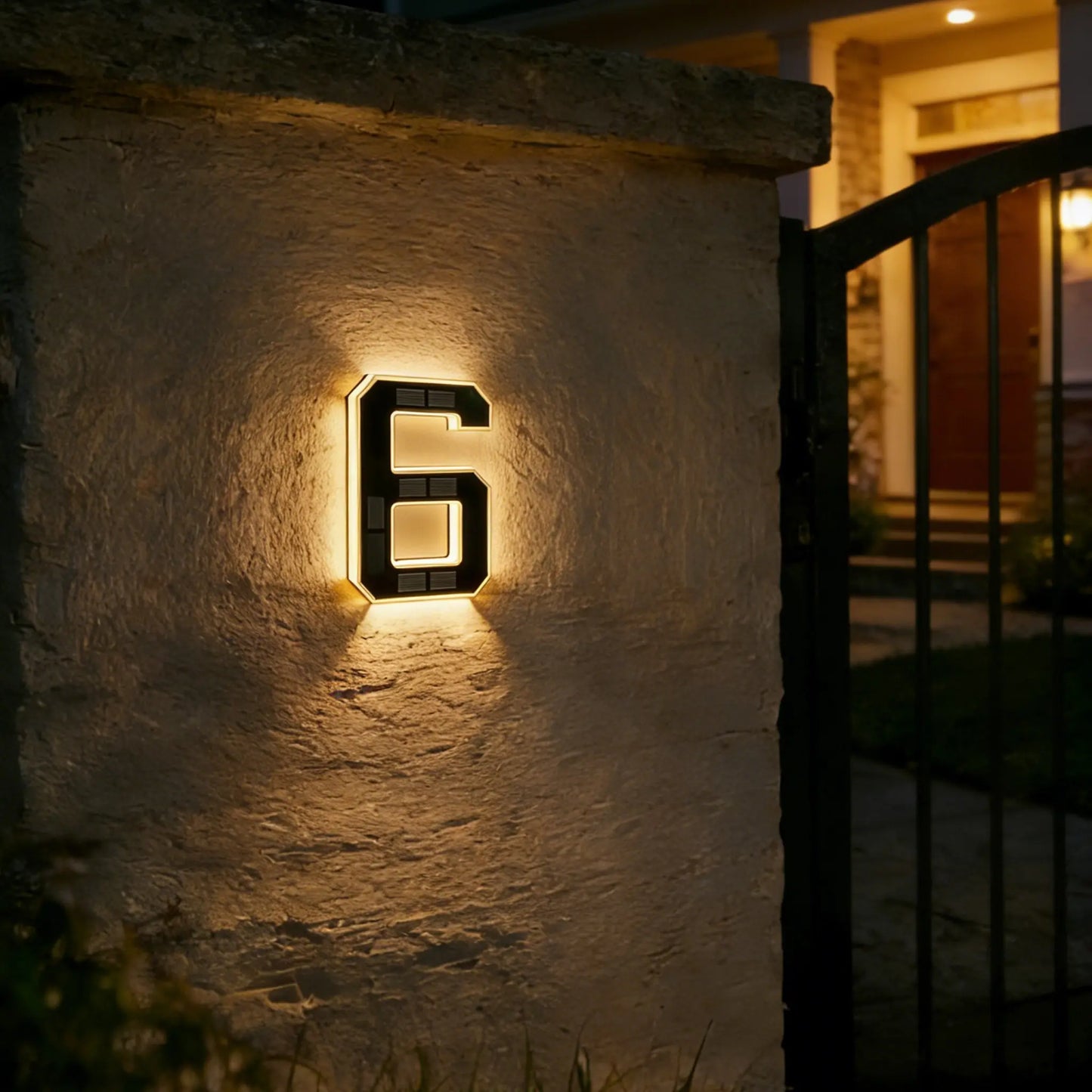 ISUNMEA 9 Inch Solar Lighted House Numbers for Outside, Light up Waterproof LED Address Numbers Signs for Houses, Large Personalized Illuminated Exterior Modern House Numbers Light