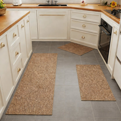 3-Piece Set Kitchen Mat, Premium Woven Carpet, Thickened 0.23In, Anti-Slip TPR Bottom, Long Quick-Dry Absorbent Foot Mat, Minimalist Home Decor, Suitable For: Kitchen, Bedroom, Living Room, Bathroom Entrance, under Sink, Guesthouse, Hotel, Etc.