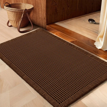 IM HOME Waffle Bath Mat Rugs 1/2/3 Piece, Boho Woven Modern Carpet, Absorbent Non Slip Bathroom Rugs, Soft Washable Bath Rugs with Tassels for Bathroom, Bedroom, Kitchen, Shower, Tub