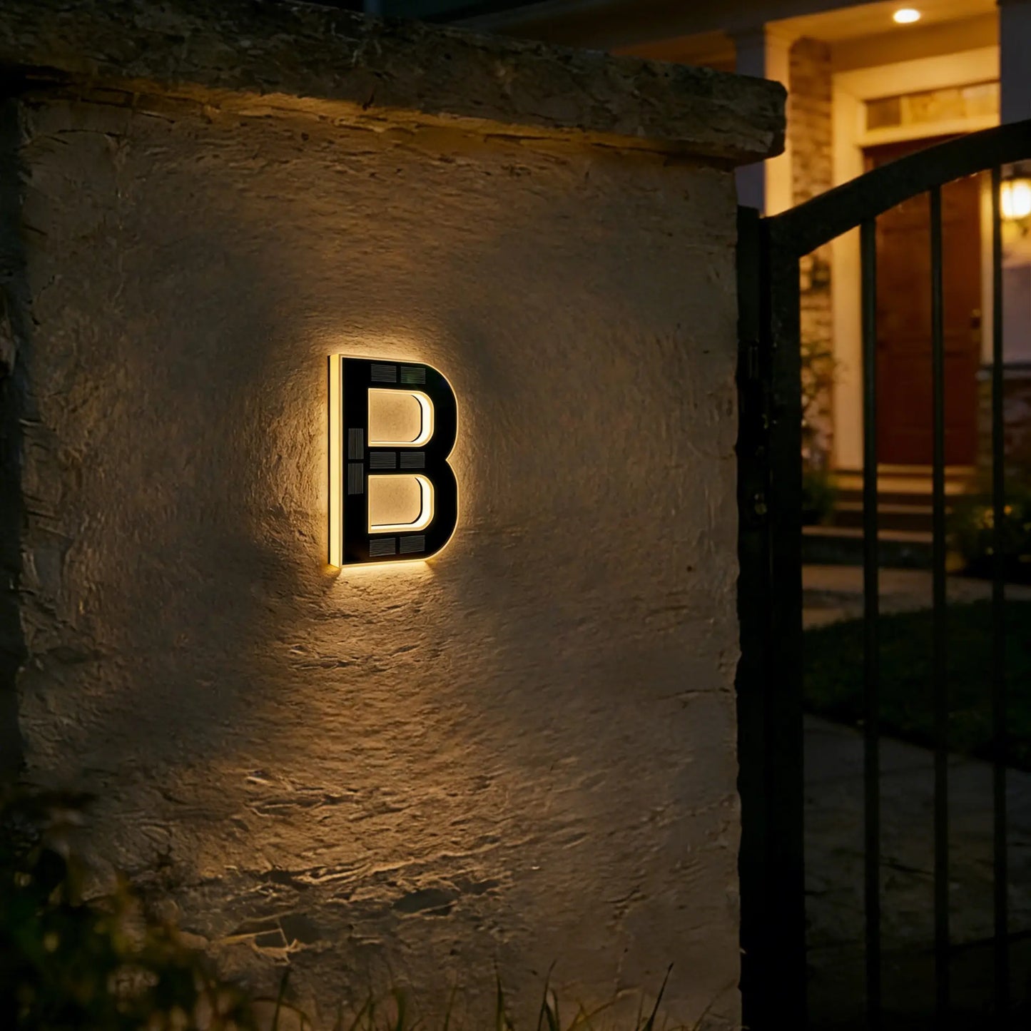 ISUNMEA 9 Inch Solar Lighted House Numbers for Outside, Light up Waterproof LED Address Numbers Signs for Houses, Large Personalized Illuminated Exterior Modern House Numbers Light