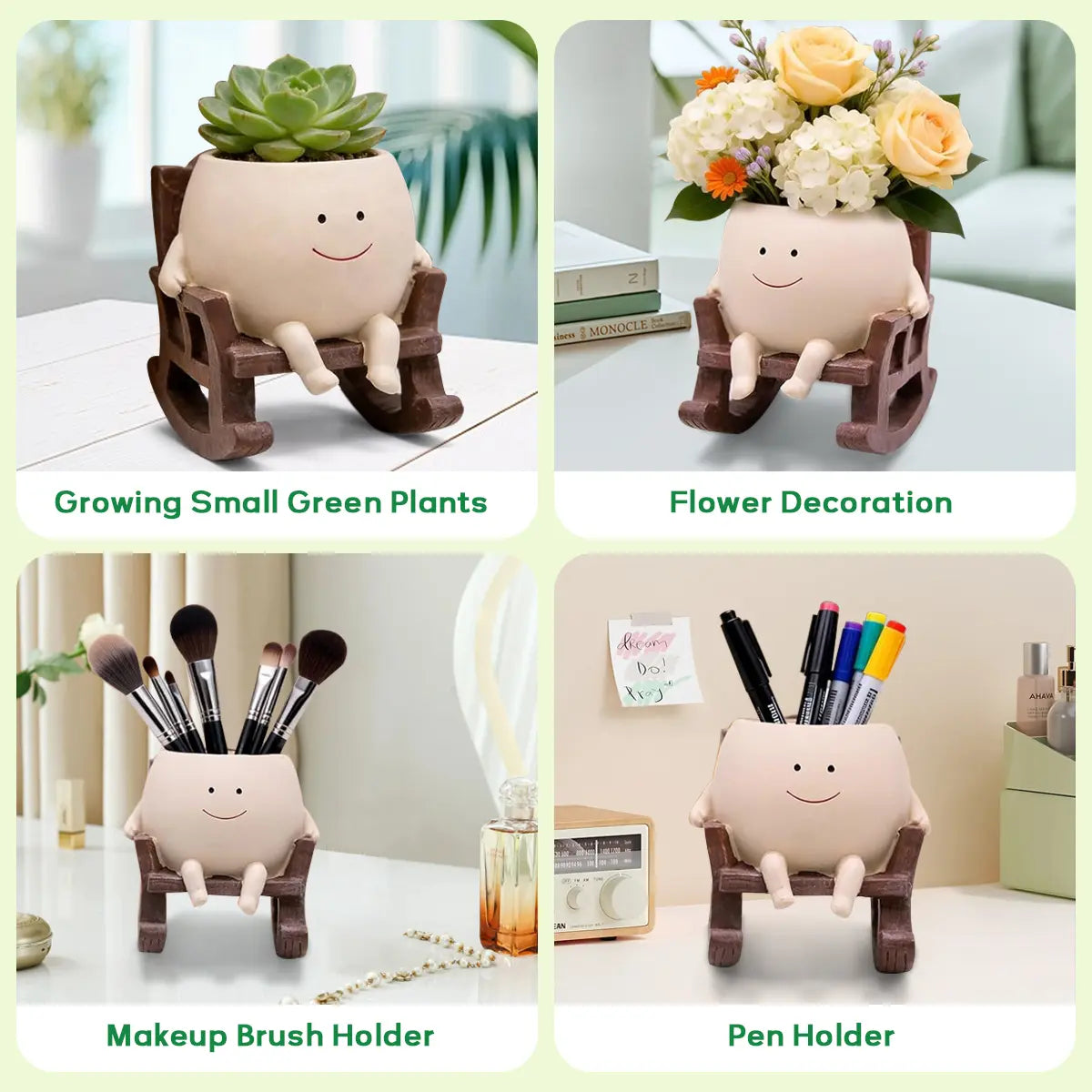 【Summer Wins】Cartoon Chair Design Resin Vases (1Pc/2Pcs/3Pcs) with Drain Hole, Whimsical Gifts, Funky Home Decor, Room Decor, Home Accessory, Desk Accessory for Office Desk #Summervibes