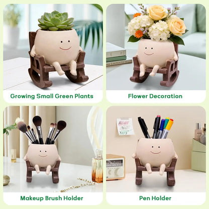 【Summer Wins】Cartoon Chair Design Resin Vases (1Pc/2Pcs/3Pcs) with Drain Hole, Whimsical Gifts, Funky Home Decor, Room Decor, Home Accessory, Desk Accessory for Office Desk #Summervibes