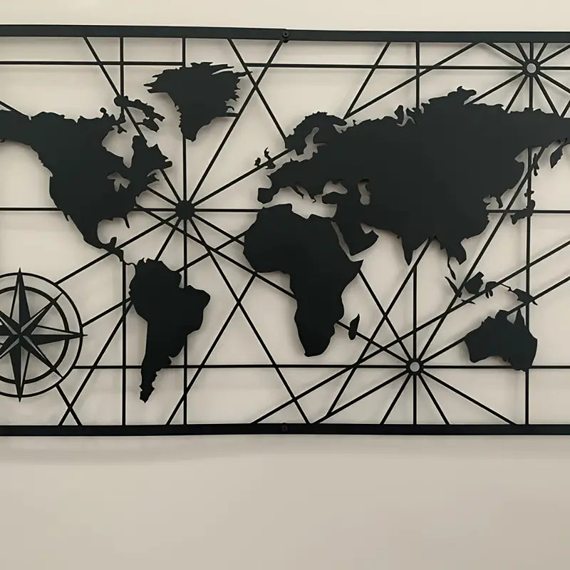 Large Geometric Acrylic  World Map Wall Art - Unique Black acrylic Decor for Living Room, Bedroom, Office, Dining Area & Kitchen - Modern Home Accent Piece