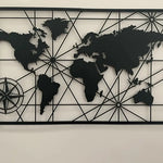 Large Geometric Acrylic  World Map Wall Art - Unique Black acrylic Decor for Living Room, Bedroom, Office, Dining Area & Kitchen - Modern Home Accent Piece