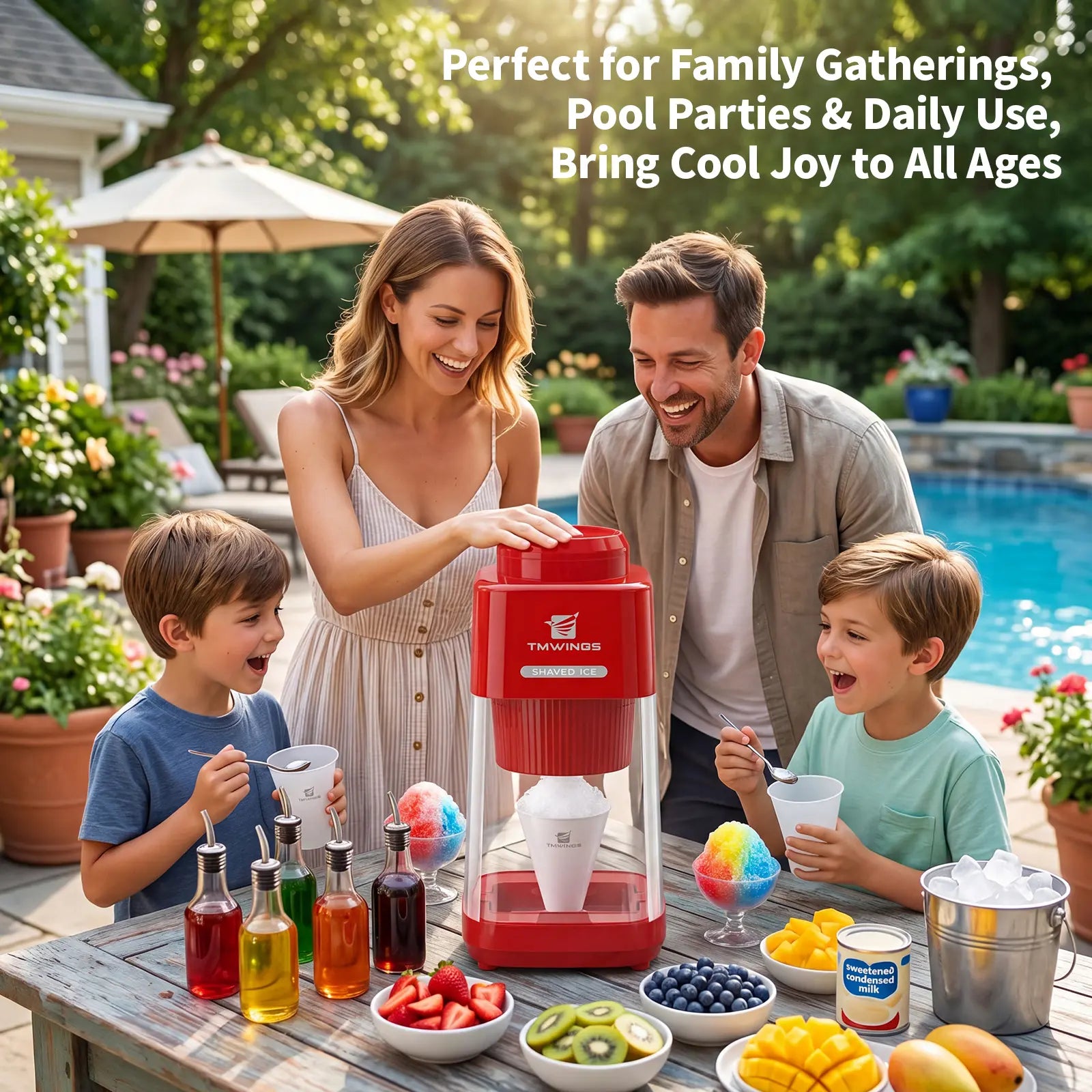 TMWINGS Electric Ice Shaver and Crusher - Portable Snow Cone and Slushy Maker with Stainless Steel Blades, One-Touch Operation, Easy to Clean for Summer Beverages and Entertaining