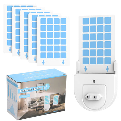 (1 Device + 5 Refills) PIMAG Fruit Fly Traps for Indoors, Flying Insert Trap and Gnat Traps for House Indoor, Plug in Light Flying Insect Trap, Gnat Killer Bug Zapper Indoor