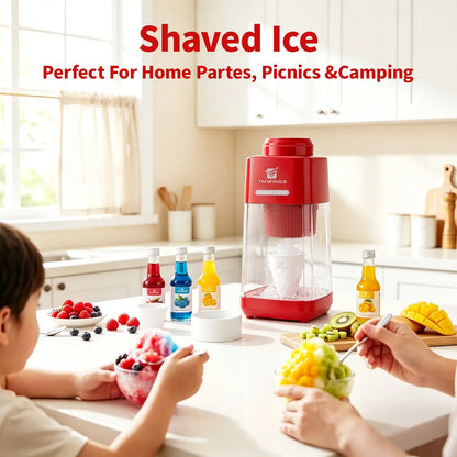 TMWINGS Electric Ice Shaver and Crusher - Portable Snow Cone and Slushy Maker with Stainless Steel Blades, One-Touch Operation, Easy to Clean for Summer Beverages and Entertaining