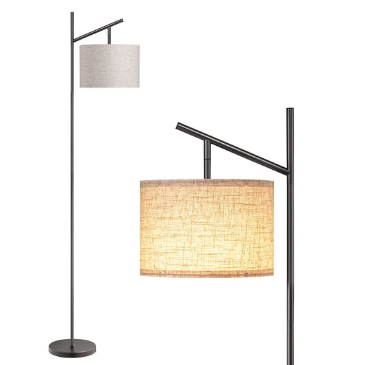 EDISHINE Modern Floor Lamps for Living Room, 64.7" Minimalist Standing Lamp with 3 Color Temperatures Bulb & Adjustable Linen Shade, Foot Pedal Switch, Arc Tall Lamp for Bedroom Office, Black,Summerwins