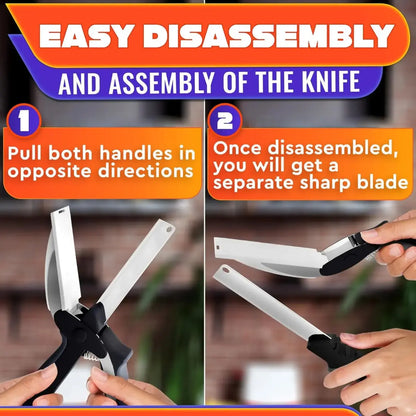 2-in-1 Kitchen Scissors with Stainless Steel Blade and Cutting Board - 9.6" Multi-Purpose Shears for Fruits, Vegetables, Meat, and Cheese with Safety Lock