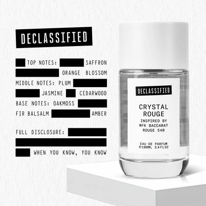 Declassified Crystal Rouge 100Ml Unisex Eau De Parfum - Long-Lasting Amber Woody Scent with Saffron Plum & Amber Notes
