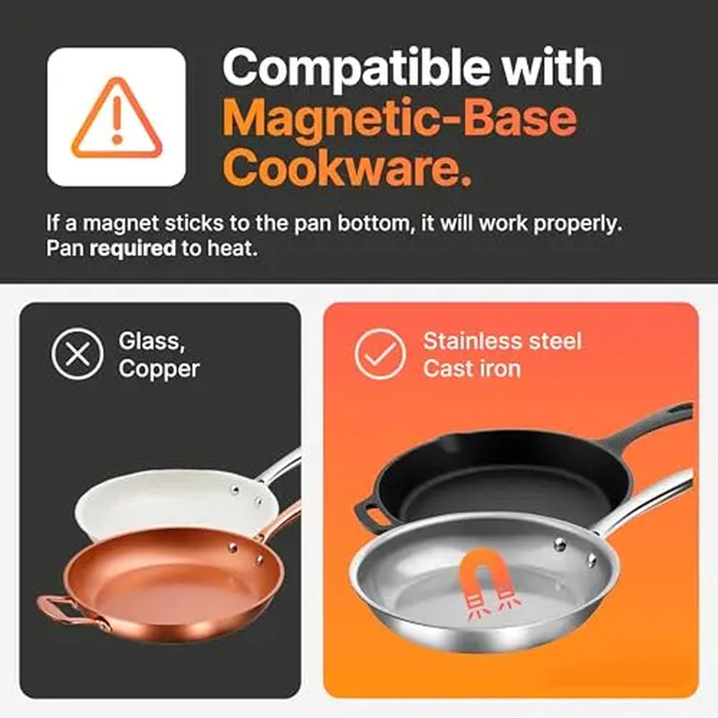 TUCO Induction Cooktop Burner - Portable Electric Stove with Shatter-Proof Ceramic Glass, LCD Touch Sensor, ETL Certified, 20 Cooking Modes, 1800 Watts