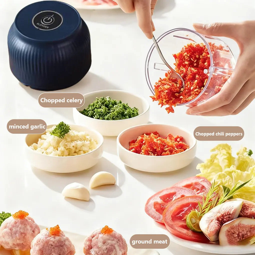 Electric Food Processor and Mini USB Rechargeable Vegetable Chopper for Onions, Ginger, Fruits, Nuts, and Herbs