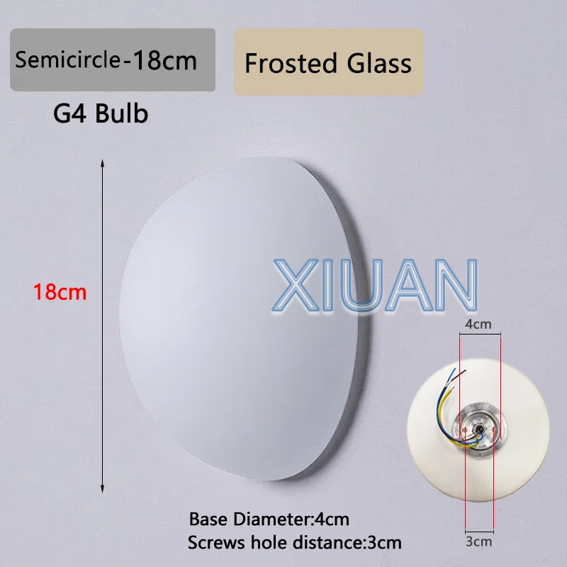 New Concealed Base Glass Wall Lamps French Bauhaus Milky White round Ball Wall Light for Bedside Living Room Bathroom Mirror Dec