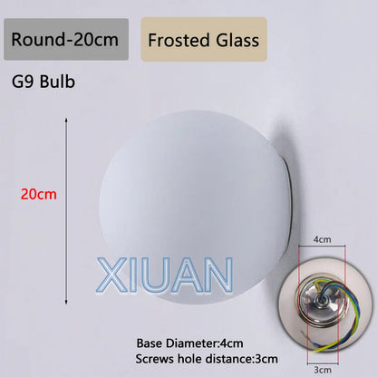 New Concealed Base Glass Wall Lamps French Bauhaus Milky White round Ball Wall Light for Bedside Living Room Bathroom Mirror Dec
