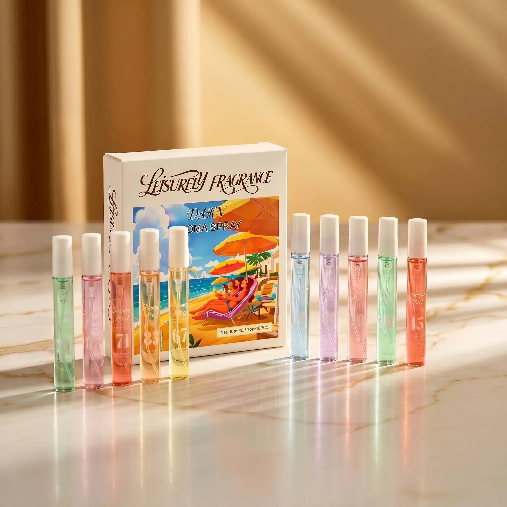 [DWN Lab] 10-Piece Brazilian Fresh Perfume Spray Set - Vanilla Caramel Amber Summer Gift for Women, Long-Lasting Formula