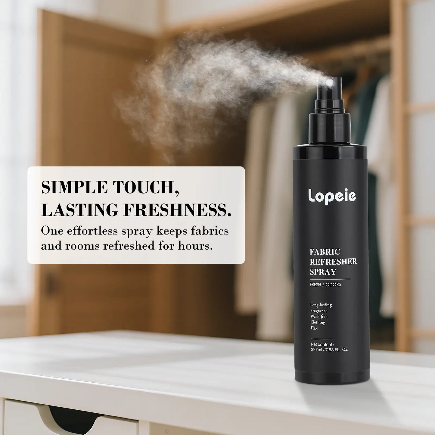 Lopeie Fabric Refresher for Home Spray Pet Odor Eliminator for Strong Smells Baby Safe Long Lasting Fresh Scent 8Oz