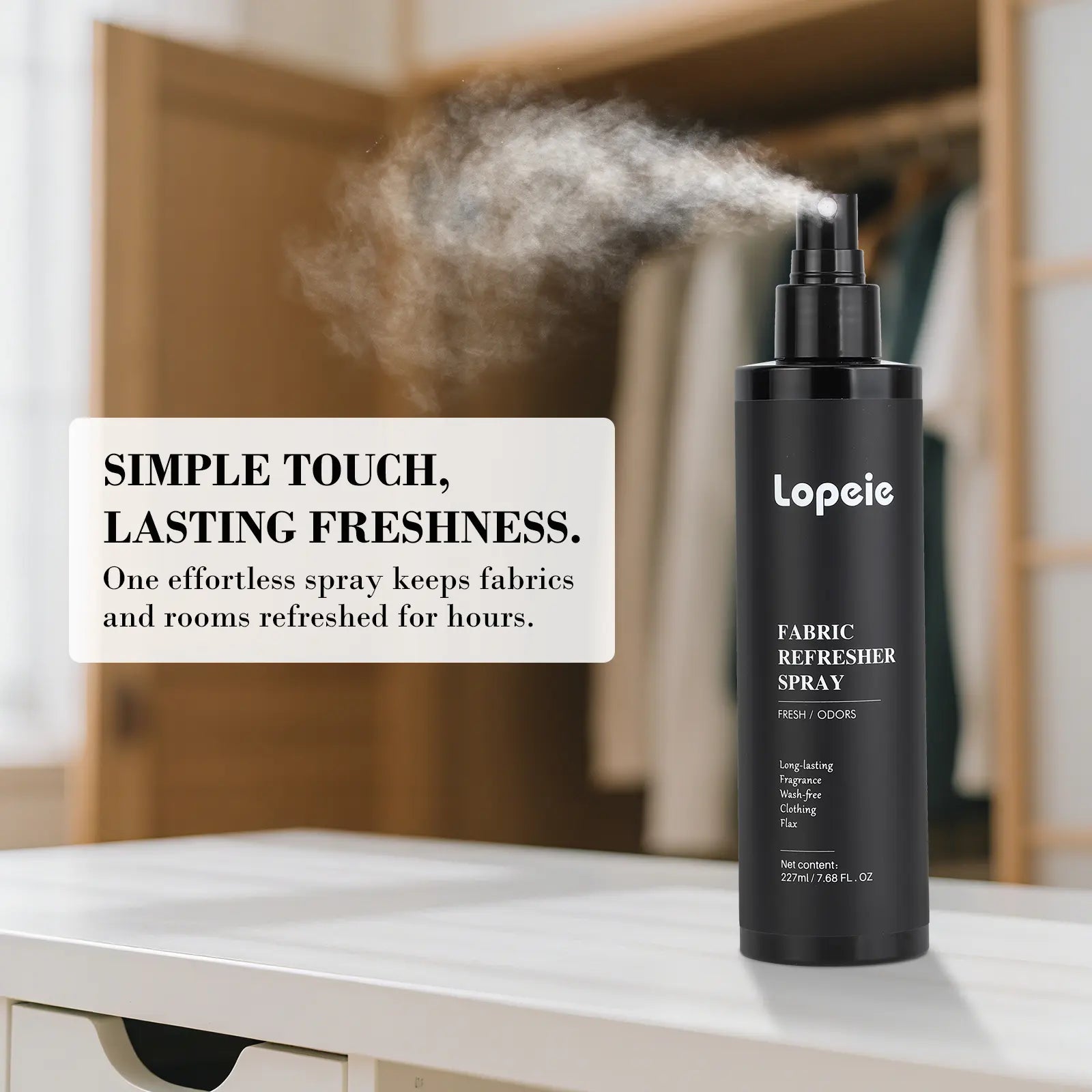 Lopeie Fabric Refresher for Home Spray Pet Odor Eliminator for Strong Smells Baby Safe Long Lasting Fresh Scent 8Oz