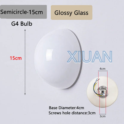 New Concealed Base Glass Wall Lamps French Bauhaus Milky White round Ball Wall Light for Bedside Living Room Bathroom Mirror Dec