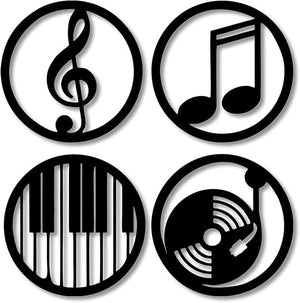 Craft 360 Laser Cut Wall Art Music Circle Labels Wall Art Decoration Cutout Home Wall Art Written on Wood -Black 18"'