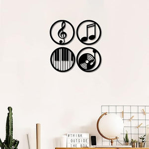 Craft 360 Laser Cut Wall Art Music Circle Labels Wall Art Decoration Cutout Home Wall Art Written on Wood -Black 18"'