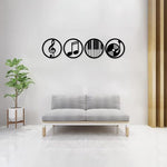 Craft 360 Laser Cut Wall Art Music Circle Labels Wall Art Decoration Cutout Home Wall Art Written on Wood -Black 18"'